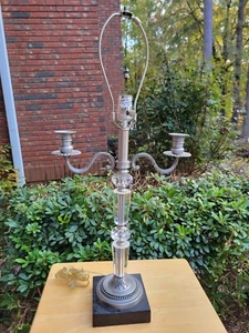 Dale Tiffany Inc. Antiques Roadshow 29"Lamp Pewter And Crystal Candelabra Lamp - Picture 1 of 5