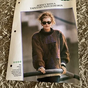 VINTAGE CREATIVE KNITTING PATTERN - JERSEY WITH A TAPESTRY STITCH DESIGN - Picture 1 of 5