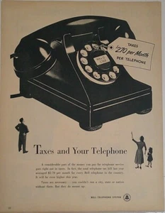 1952   Bell Telephone System Taxes and your Telephone    Magazine Print Ad - Picture 1 of 1