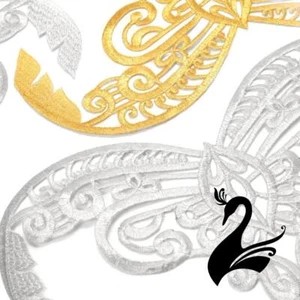 Motif Iron-On Embroidered Royal Leaf Swirl Collar Applique 33cm Style 11332 -... - Bild 1 von 5