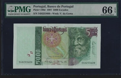 Portugal 5000 Escudos 1997 P-190 UNC graded - Image 1 of 2