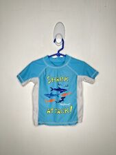 Wonder Kids Rash Guard Swim Shirt Boys Size 2T Short Sleeve Shark Mock Neck Blue