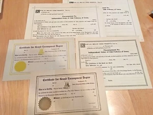 PAPERWORK  FOR ODD FELLOWS LODGE IN IOWA - Picture 1 of 10