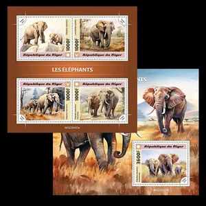 Elephants MNH Stamps 2023 Niger M/S + S/S - Picture 1 of 3