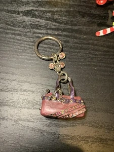 Vintage Pink Bedazzled Jeweled Purse Key Chain - Picture 1 of 8