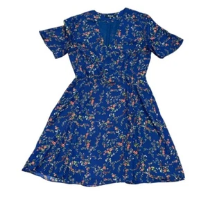 Madewell Amaranth Wrap Dress in Moonless Floral 00 Flutter Short Sleeve Lined - Picture 1 of 7