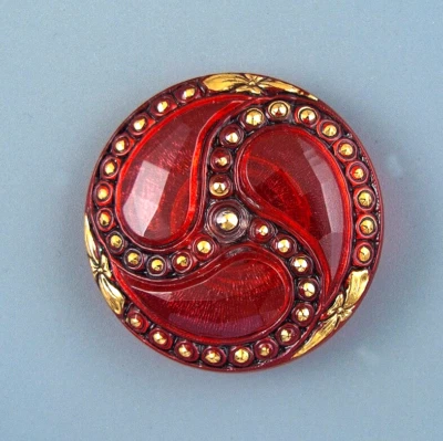 COLORFUL CZECH GLASS BUTTON - - Image 1 of 4