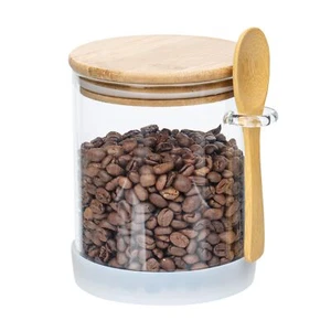 Glass Jars with Bamboo Lids & Spoons - 25Oz Storage Container Large Coffee Nuts - Picture 1 of 9