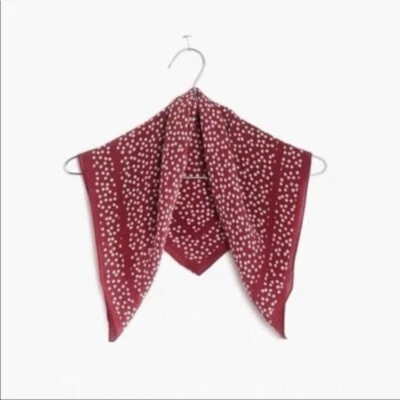 Nuevo sin etiquetas Madewell 100 % seda bandana bufanda cuadrada lunares rojos Foto 1 de 3