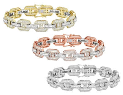 Baguette 7.60 CT Diamond Mariner Link Bracelet Gold  12MM  8" - Image 1 of 4