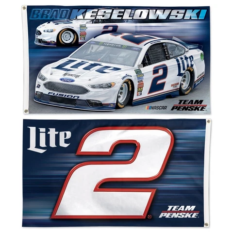 Brad Keselowski 2018 Wincraft #2 Miller Lite 3' x 5' 2 Sided Flag FREE SHIP Cover