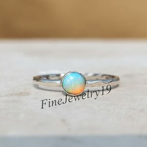 Ethiopian Opal Ring Solid 925 Sterling Silver Band Ring Designer Jewelry - H610