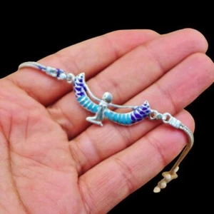 Vintage Egyptian Sterling Silver Bracelet Winged Queen ISIS Goddess of Fertility - Picture 1 of 7