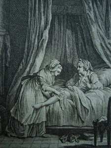 Estampe Gravure Ancienne   Femme Soignant Un Homme.   Erotique    - Imagen 1 de 2
