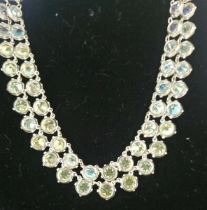 Estate Vintage AB Crystal NECKLACE 2 Strands - Picture 1 of 7