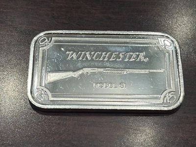 Winchester Model 61 Pump Action Rifle 1 troy oz .999 fine silver art bar - Image 1 of 3