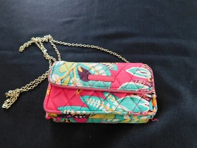 Vera Bradly Crossbody wallet Purse pink Floral Chain Strap All in One , Used - Image 1 of 4