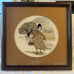 P. Buckley Moss signed "Apple Girl" Cross Stitch - Picture 1 of 8
