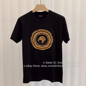 Moda Stefano Ricci Cabeza de Águila Negra Bordada Verano - Camiseta de Moda Para Hombre - Imagen 1 de 11