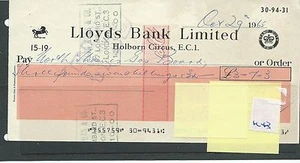 wbc. - SCHECK - CH1243- GEBRAUCHT -1965- LLOYDS BANK, HOLBORN CIRCUS, LONDON EC1 - Bild 1 von 1