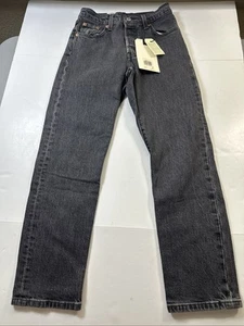 Jeans donna Levi's 501 Button Fly vita alta nuovo con etichetta nero lavaggio 23X26 #0384 - Foto 1 di 16