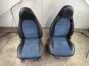 1999-2000 Mazda Miata Oem 10th Anniversary Blue Leather Suede Seat Set NB *READ* - Picture 1 of 17