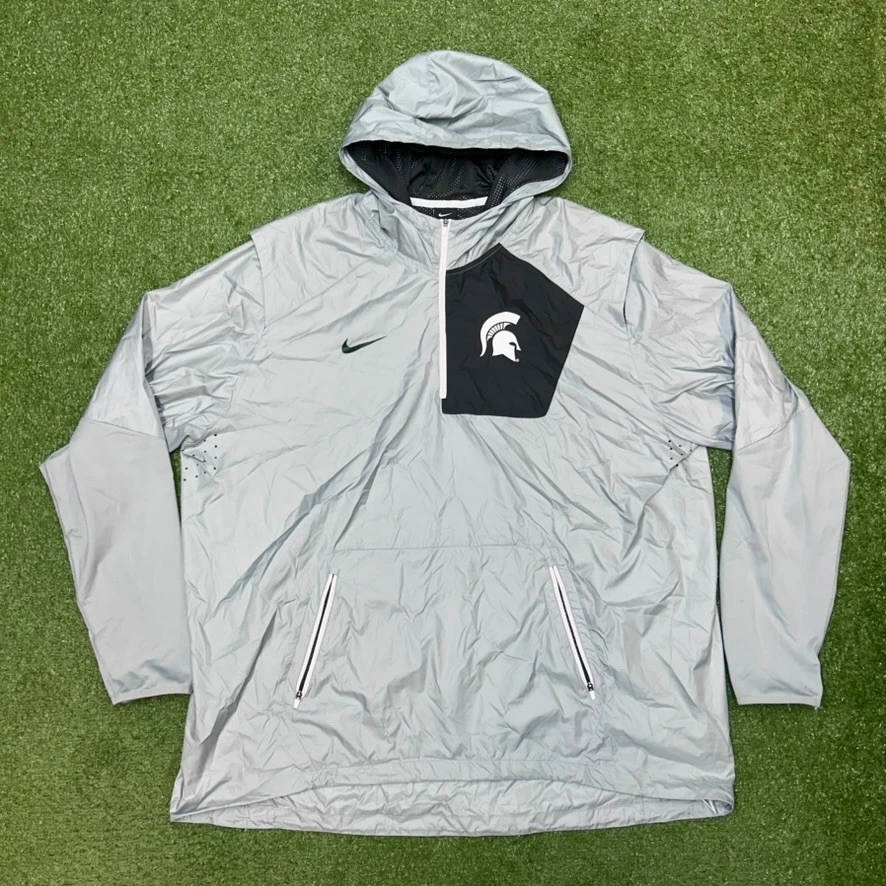 Chaqueta cortavientos Nike Michigan State Spartans para hombre 3XL 1/4 cremallera con capucha MSU Foto 1 de 4