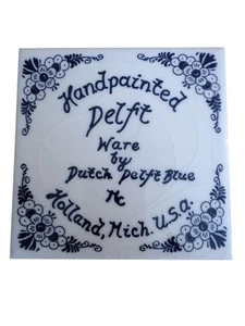 DELFT Hand Painted Retail Display 6"x6" Ceramic Tile Holland Blue Vintage Rare  - Picture 1 of 4