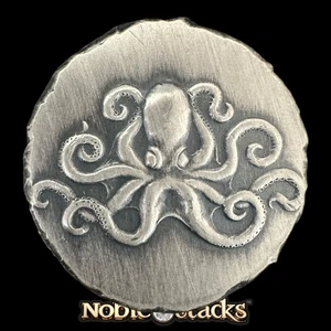 2 oz .999 Silber Wildschwein gießt Oktopus rund - rustikaler handgegossener Kunstbarren - Bild 1 von 2