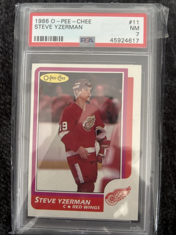 1986 O-Pee-Chee #11 Steve Yzerman PSA 7 NEAR MINT  Detroit Red Wings HOF - Image 1 of 1