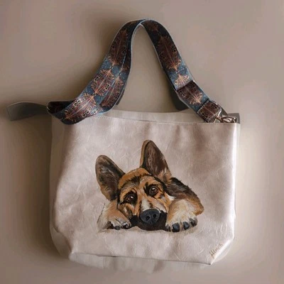 Tasche Shopper Beuteltasche Handtasche Schultertasche Umhängetasche handbemalt - Bild 1 von 4