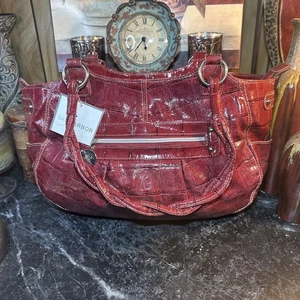 Sag Harbor Red Faux Croc Patent Leather Shoulder Handbag NWT Purse - Picture 1 of 9