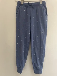 OshKosh B'Gosh Kid Girls Floral Cozy Fleece Adjustable Waist Jogger Pants Blue 7 - Picture 1 of 4