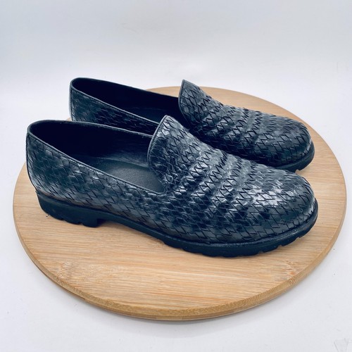 NIKE Scarpe vintage Cole Haan donna 8 mocassini in pelle intrecciata nera Italia Vibram