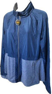 AVIA Size L (12-14) Mixed Fabric Windbreaker Jacket Packable Hood Women's - Picture 1 of 13