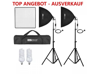 2x Daylight Set ET-50cm Softbox, 1400W E27 Lampe, Stativ, Tasche 5500K Fotolicht - Bild 1 von 4