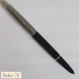 vintage PARKER 51 Aerometric Demi black fountain pen 1949—14K nib—very good cond - Picture 1 of 7
