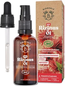 Bionoble Rizinusöl Bio 50Ml - 100% Rein, Natürlich, Kaltgepresst - Wimpern, Auge - Picture 1 of 7