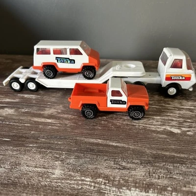 1978 Tonka Semi And Lowboy Trailer And 4 Inch Truck And Van excellent shape - Image 1 of 4