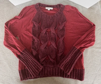 Suéter See by Chloé Lana Angora Rojo Borgoña Tejido con Cable Italia Para Mujer Talla 8 Foto 1 de 4