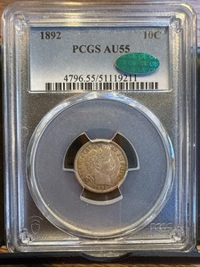 1892 Barber Dime PCGS AU55 CAC - Picture 1 of 4