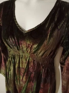 Apt 9 Damen Large Shirt V-Ausschnitt grün Tunika Samt Velours Fee skurril Y2K - Bild 1 von 10