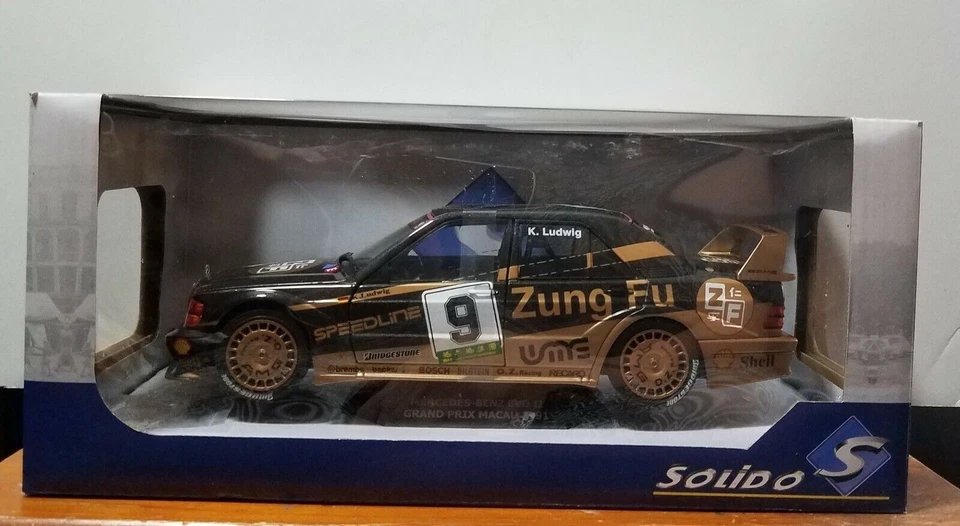 1991 Mercedes-Benz 190 Evolution II, #9 By SOLIDO Black / Gold 1:18 Die-cast - - Image 1 of 4