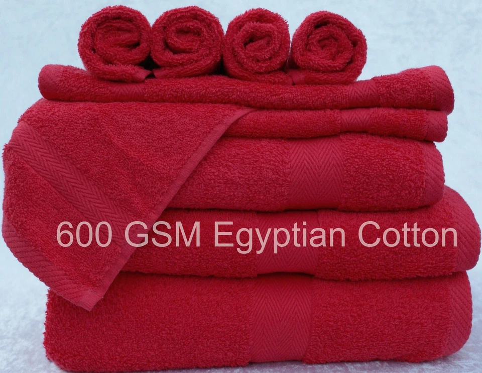 RED LUXOR 600GSM 100% SOFT EGYPTIAN COTTON IN FACE HAND BATH TOWELS BATH SHEETS - Image 1 of 1