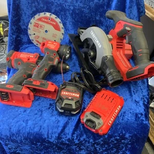 6pc Set Craftsman 5-3/8'' Circular Saw/Blade/Drill 2h Bat./ Charger/ Work Light - Picture 1 of 9
