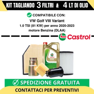 Tagliando per VW Golf VIII Variant 1.0 TSI 81 kw - 4 Lt di Castrol + 3 Filtri... - Foto 1 di 2