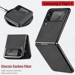 Luxury Carbon Fiber Slim Case for Samsung Galaxy Z Flip6 5 3 4 Shockproof Cover - Picture 1 of 43