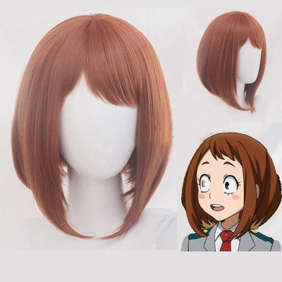 Peluca My Boku no Hero Academia Ochako Uraraka pelo corto cosplay cabeza accesorio Foto 1 de 4