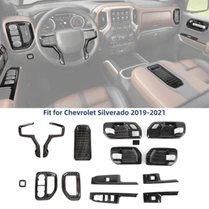 🛒Black Wood Dashboard Air Vent Outlet Cover Kit for Chevrolet Silverado 2019-21 - Picture 1 of 13