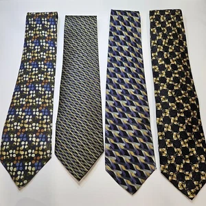 Jhane Barnes Krawatte x4 geometrische Punkte blaugold schwarz orange grün Designer Japan - Bild 1 von 9
